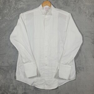 Brooks Brothers Tuxedo Shirt Mens 16.5 34 White Pleated Bib French Cuff